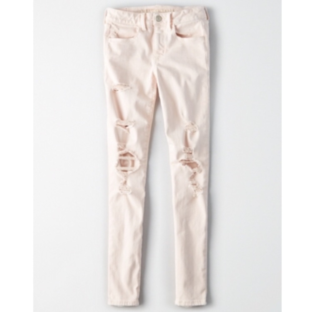 NWOT AE light pink high waisted jeans